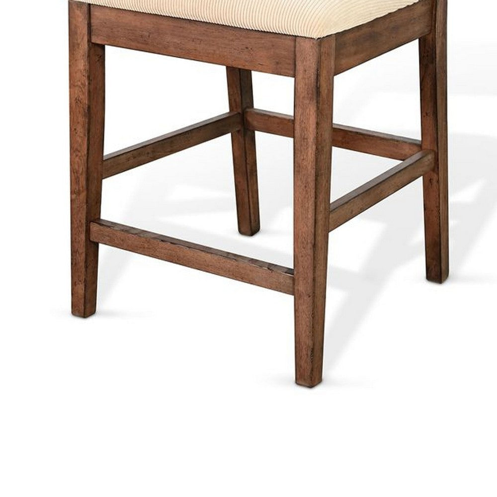 Giby Counter Height Chair Set of 2 | Beige Padded Seat | Solid Wood Brown BM340414