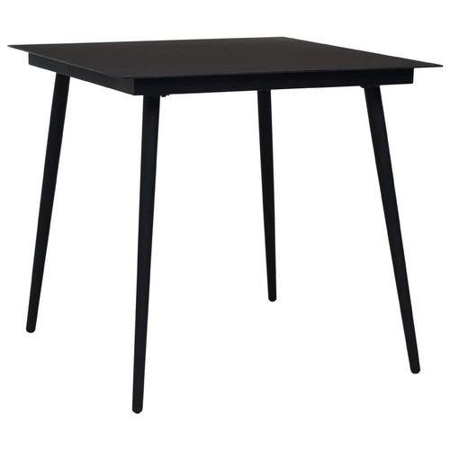 Zimo Indoor/Outdoor Dining Table | Sleek Black Steel Body | 32" Glass
