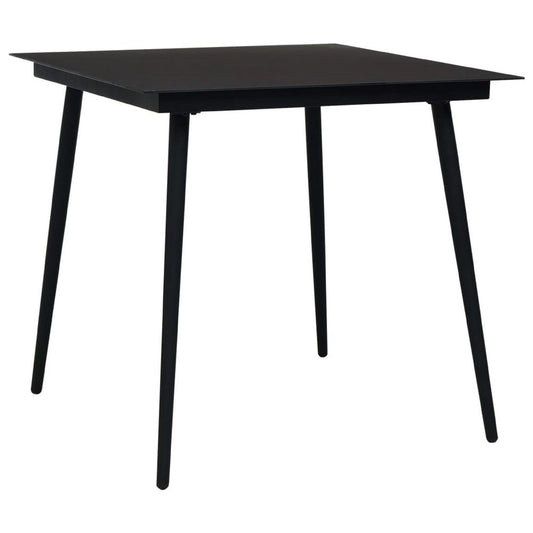Zimo Indoor/Outdoor Dining Table | Sleek Black Steel Body | 32" Glass