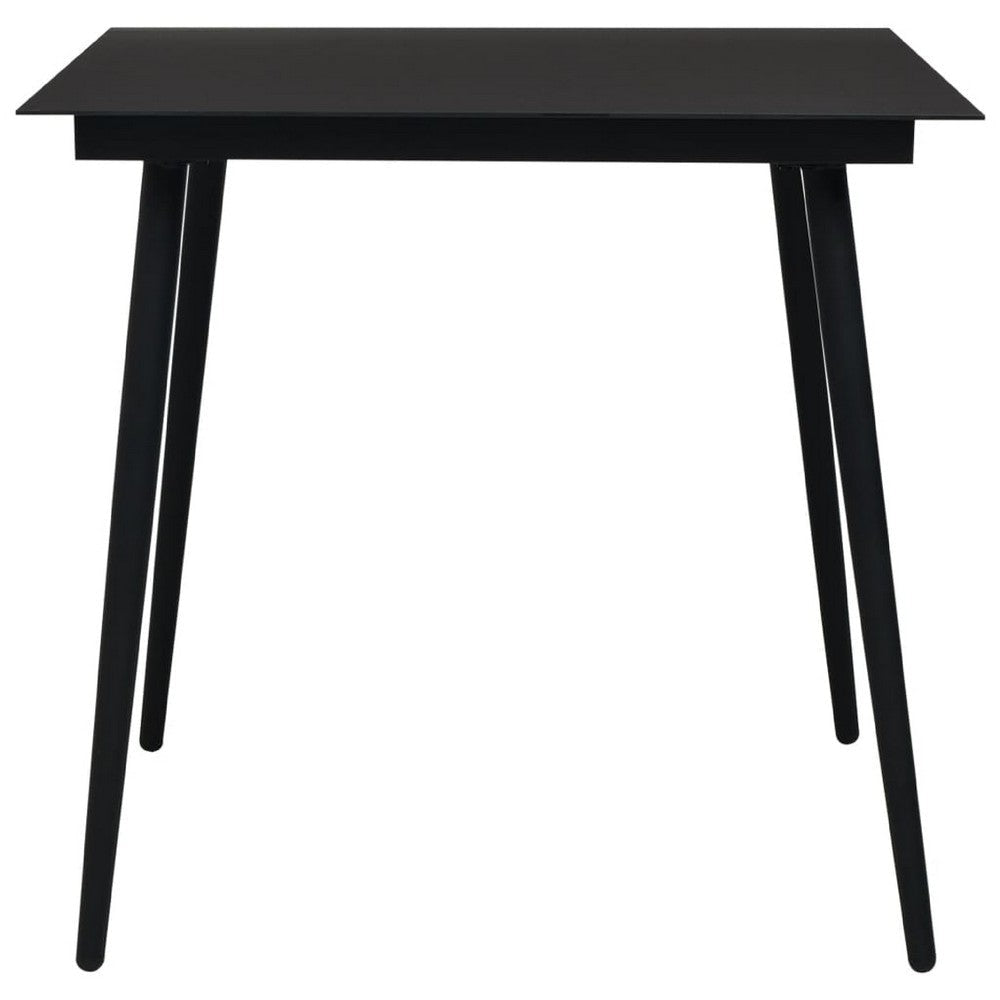 Zimo Indoor/Outdoor Dining Table | Sleek Black Steel Body | 32’’ Glass BM340418