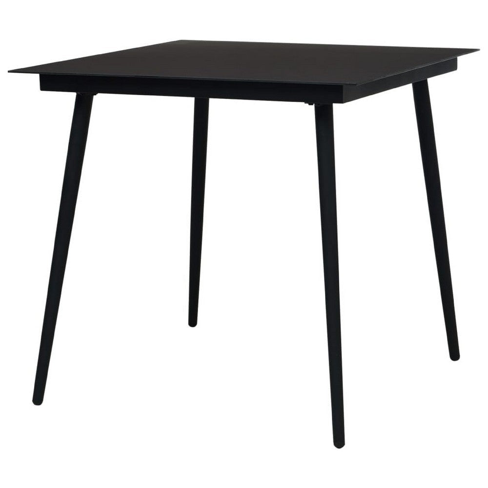 Zimo Indoor/Outdoor Dining Table | Sleek Black Steel Body | 32’’ Glass BM340418
