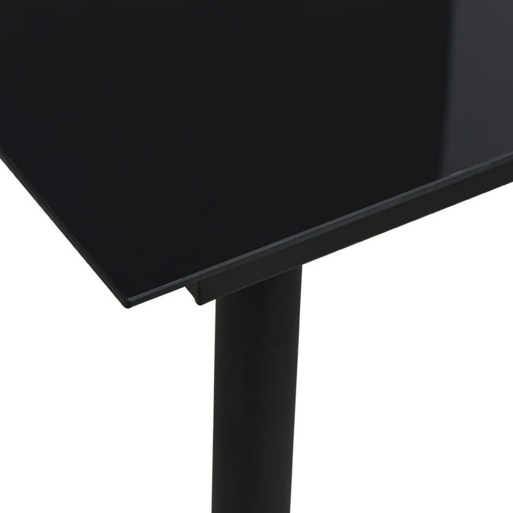 Zimo Indoor/Outdoor Dining Table | Sleek Black Steel Body | 32’’ Glass BM340418