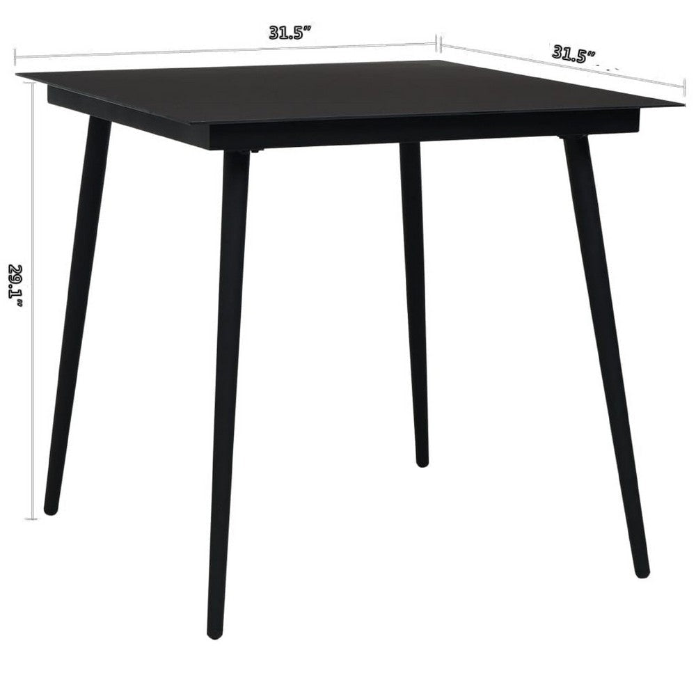 Zimo Indoor/Outdoor Dining Table | Sleek Black Steel Body | 32’’ Glass BM340418