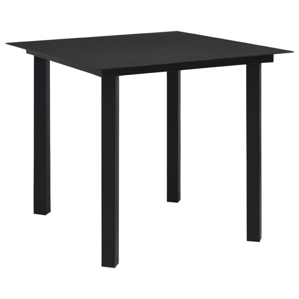 Zimo Indoor/Outdoor Dining Table | Black Steel Block Legs | 32" Glass