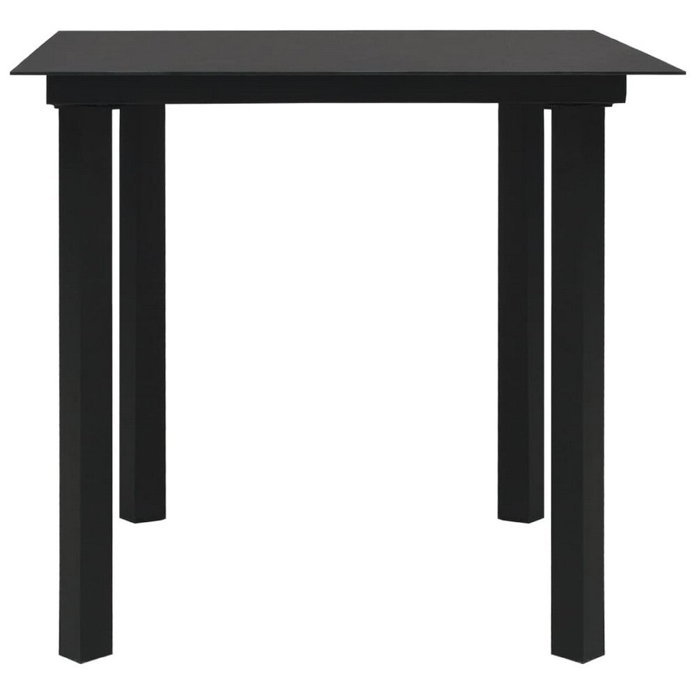 Zimo Indoor/Outdoor Dining Table | Black Steel Block Legs | 32" Glass