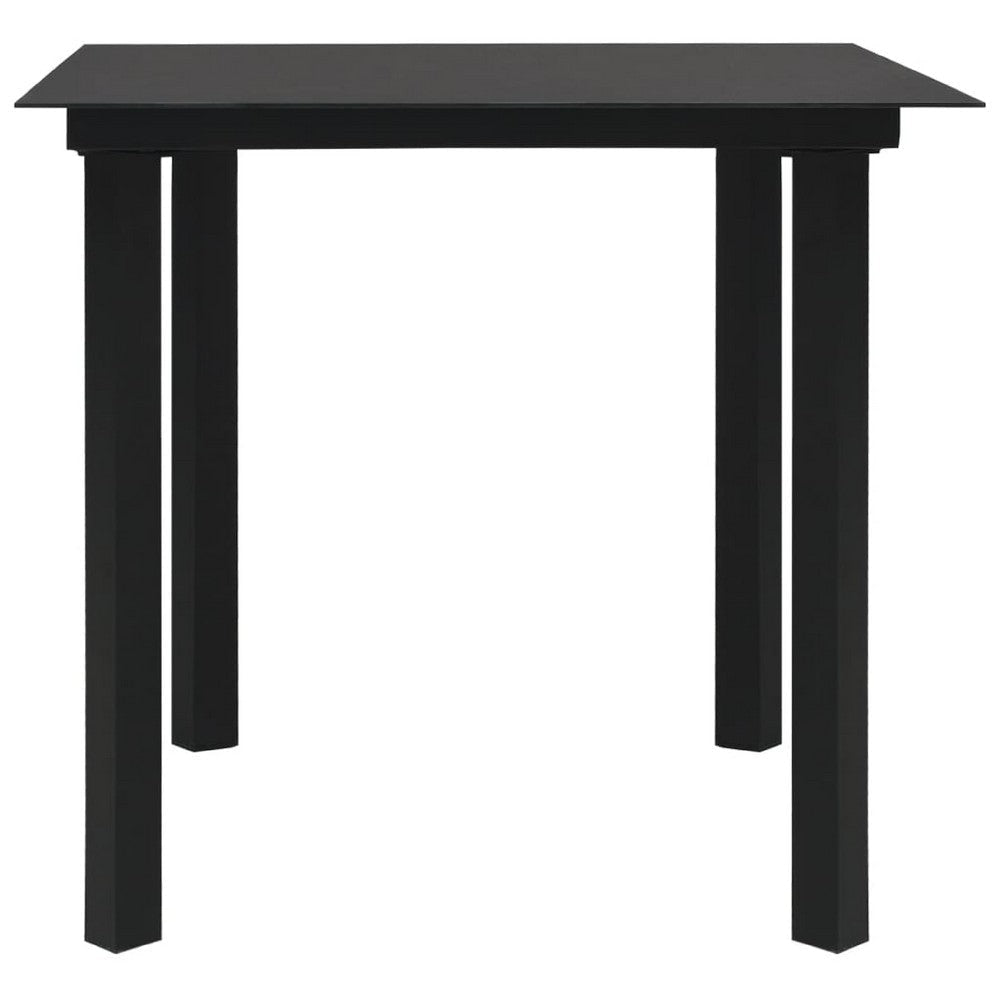 Zimo Indoor/Outdoor Dining Table | Black Steel Block Legs | 32’’ Glass BM340419