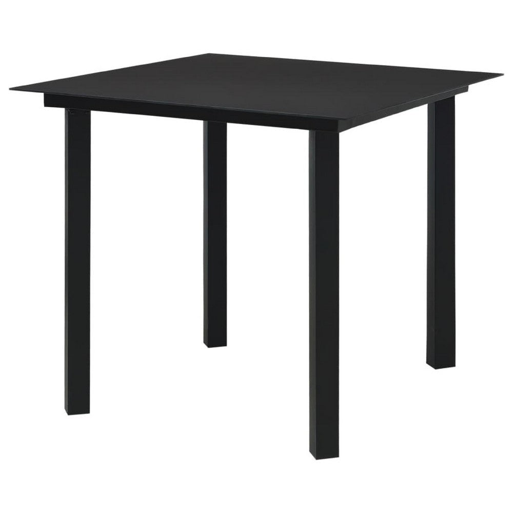 Zimo Indoor/Outdoor Dining Table | Black Steel Block Legs | 32’’ Glass BM340419
