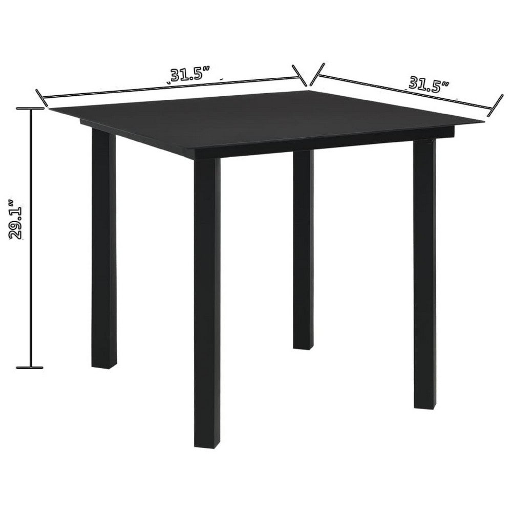 Zimo Indoor/Outdoor Dining Table | Black Steel Block Legs | 32" Glass