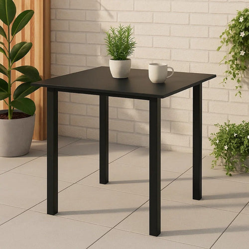 Zimo Indoor/Outdoor Dining Table | Black Steel Block Legs | 32’’ Glass BM340419