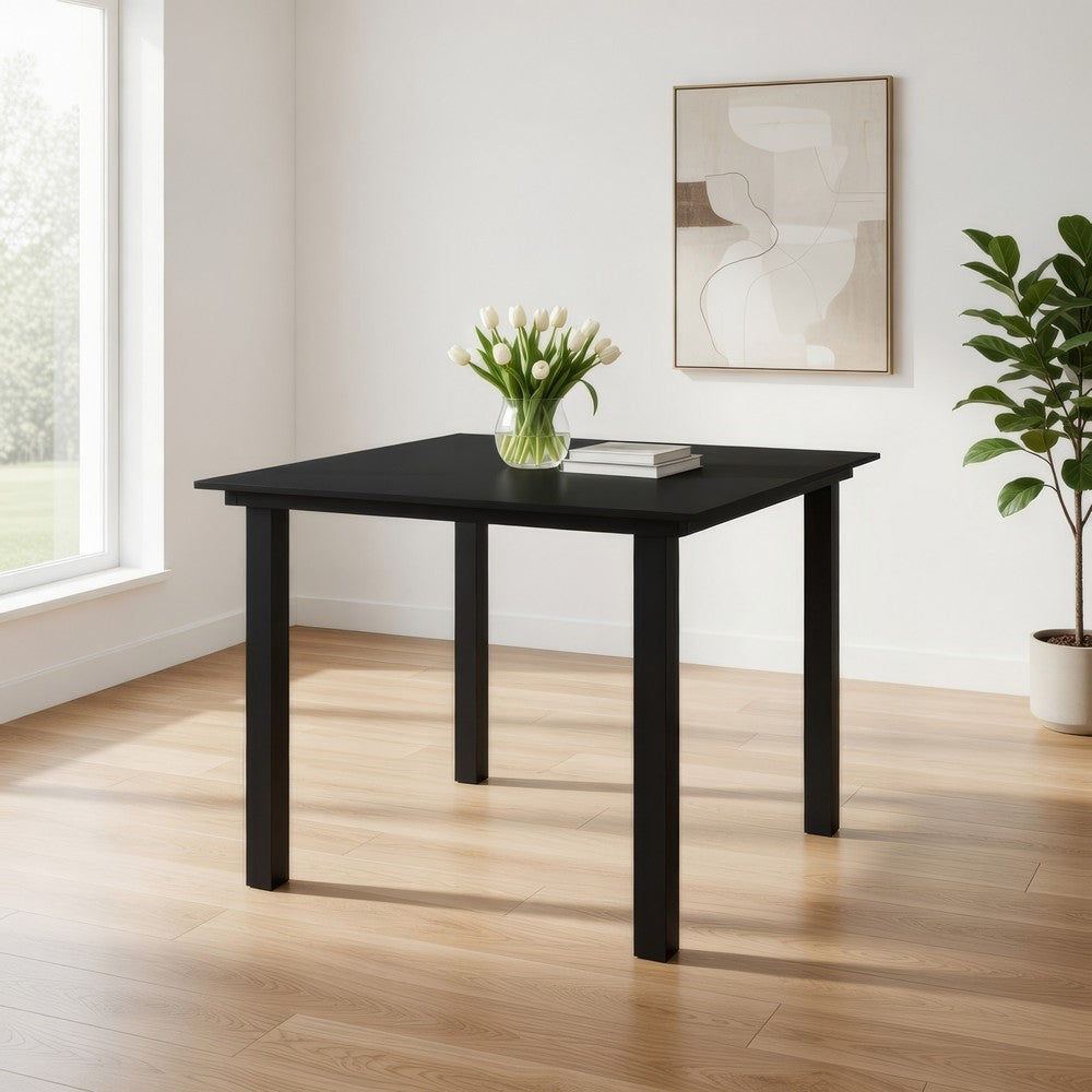 Zimo Indoor/Outdoor Dining Table | Black Steel Block Legs | 32" Glass