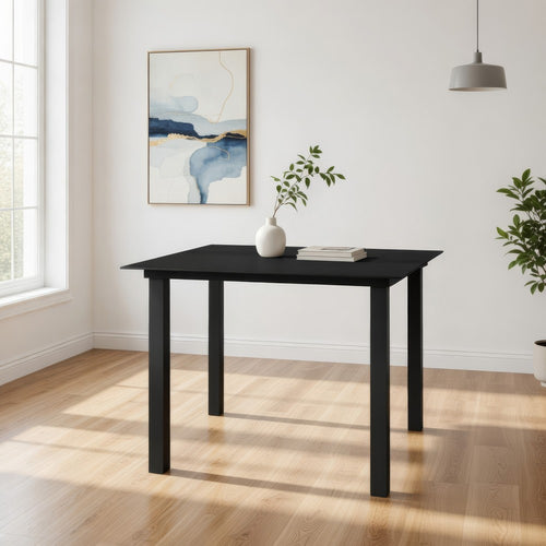 Zimo Indoor/Outdoor Dining Table | Black Steel Block Legs | 32" Glass