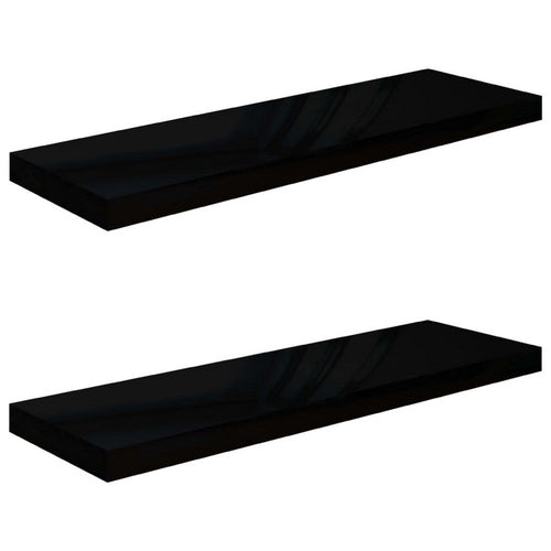 Zyno Wall Shelf Set of 2 | Glossy Black MDF Body | Modern Design 32"