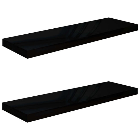 Zyno Wall Shelf Set of 2 | Glossy Black MDF Body | Modern Design 32"