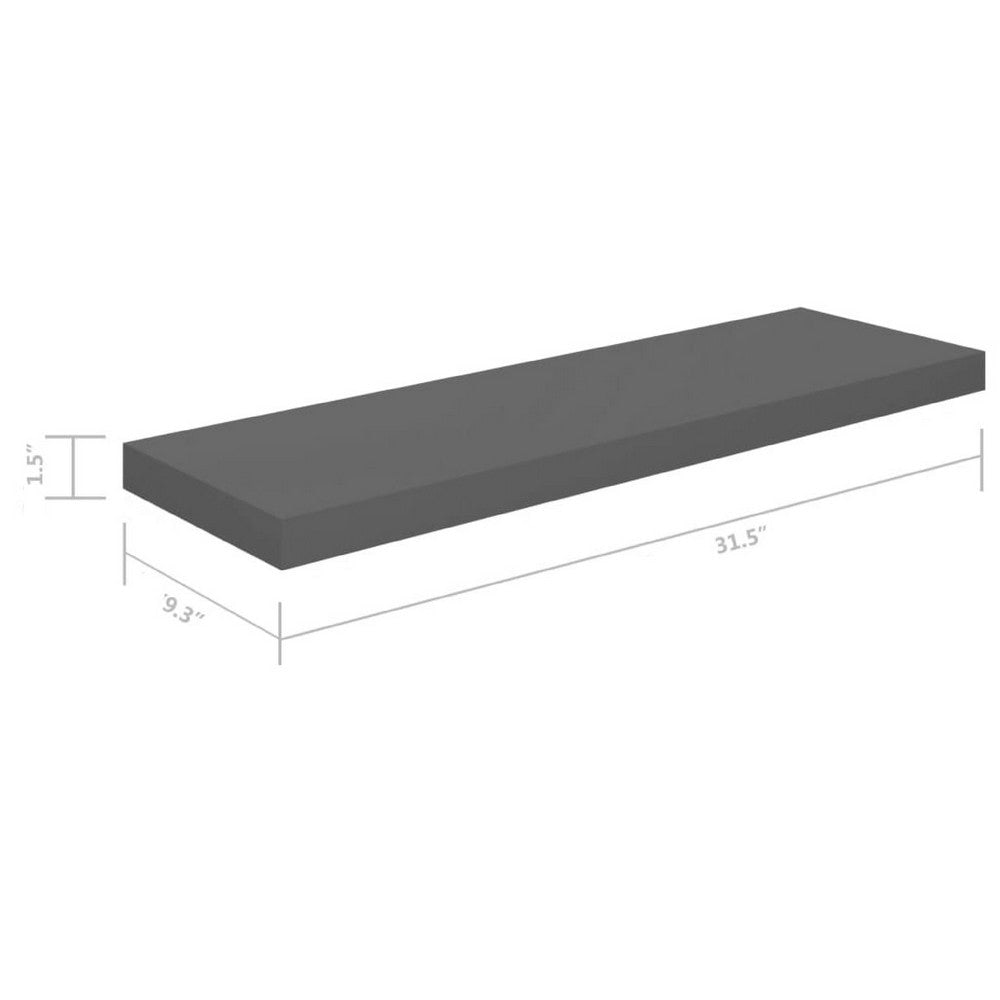Zyno Wall Shelf | 32’’ | Glossy Gray MDF Body | Modern Design