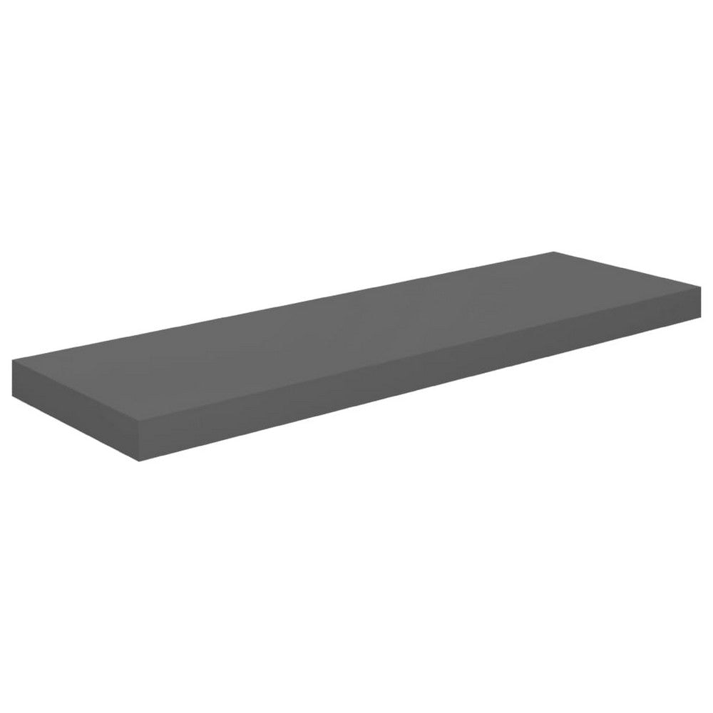 Zyno Wall Shelf | 32" | Glossy Gray MDF Body | Modern Design