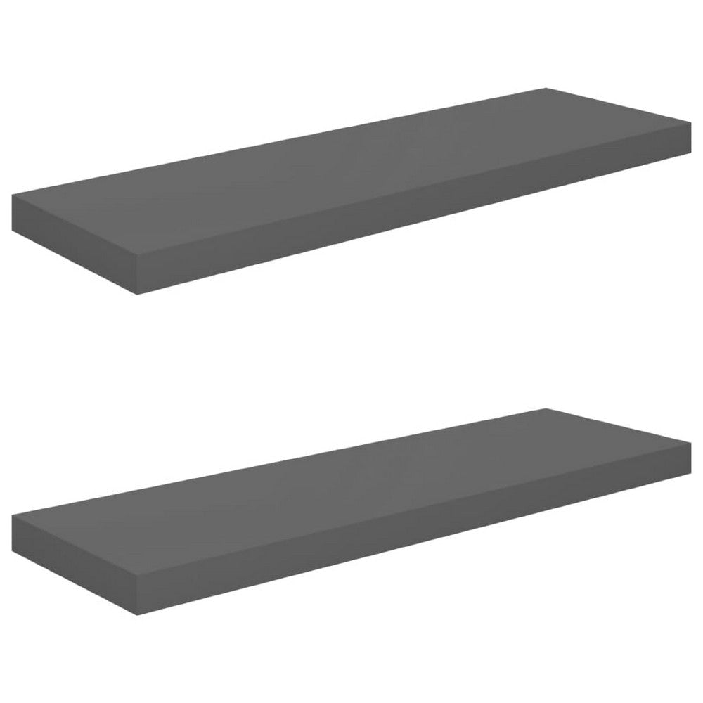 Zyno Wall Shelf Set of 2 | Glossy Gray MDF Body | Modern Design 32"