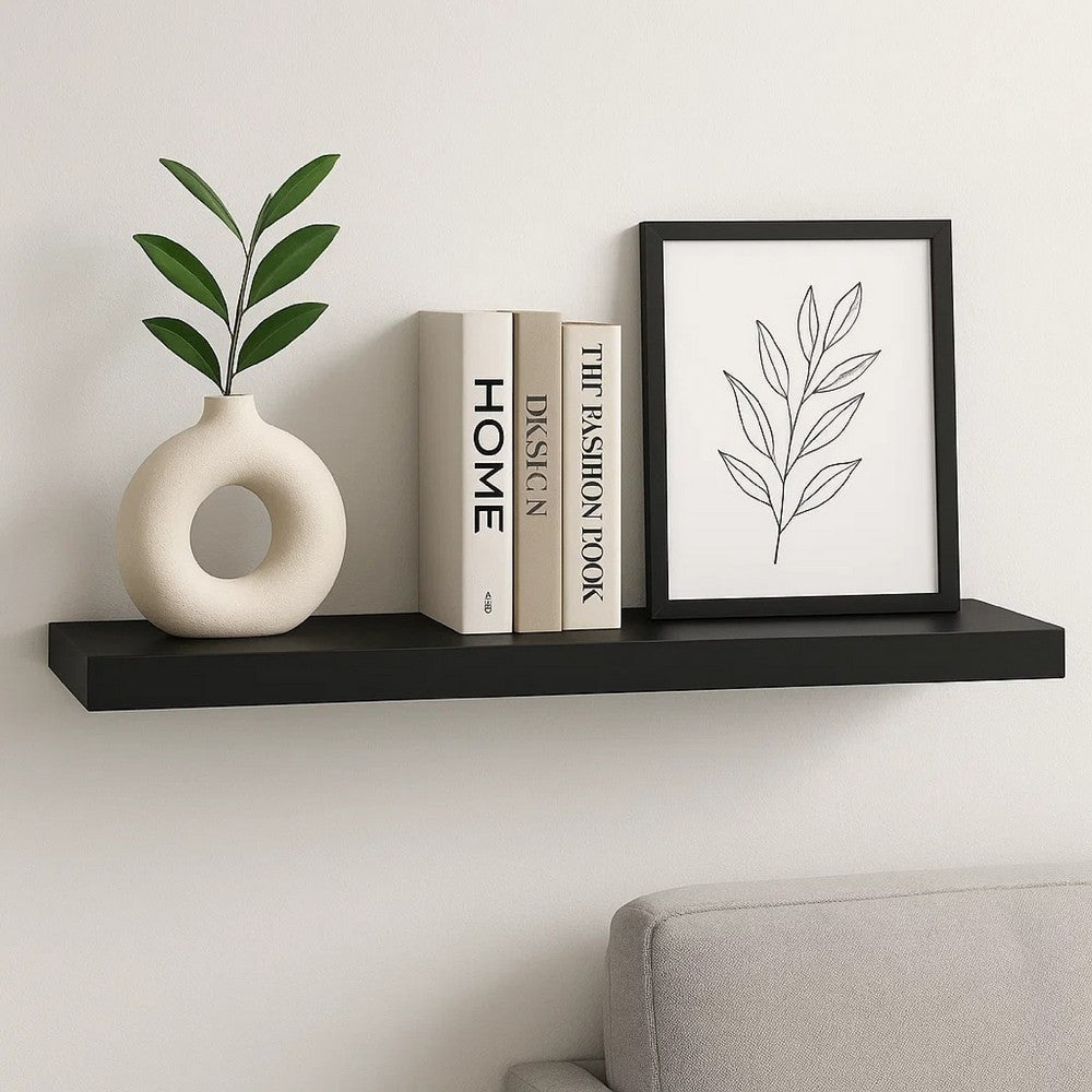Zyno Wall Shelf | 32’’ | Matte Black MDF Body | Modern Design