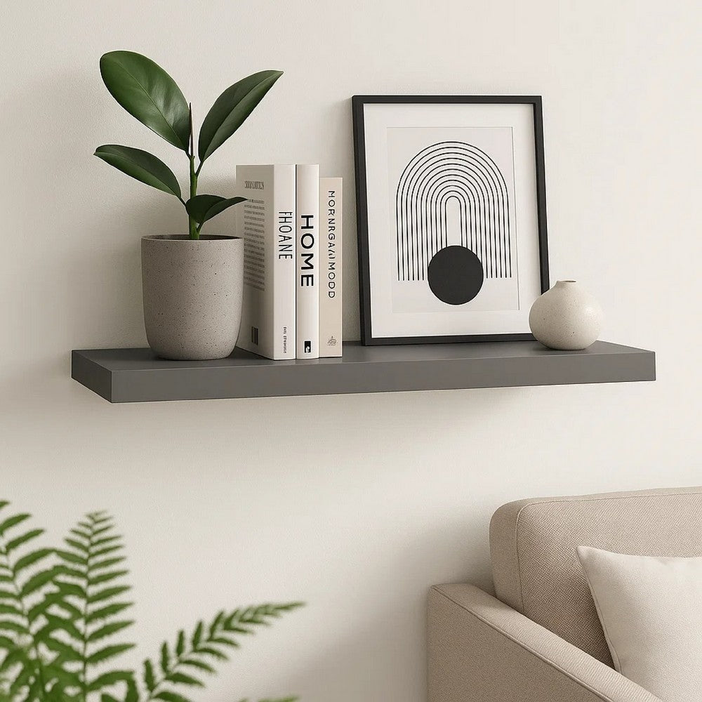 Zyno Wall Shelf | 32’’ | Matte Gray MDF Body | Modern Design