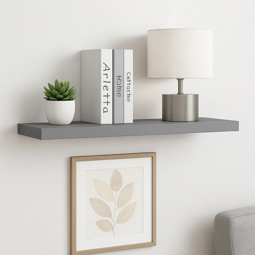 Zyno Wall Shelf | 32’’ | Matte Gray MDF Body | Modern Design