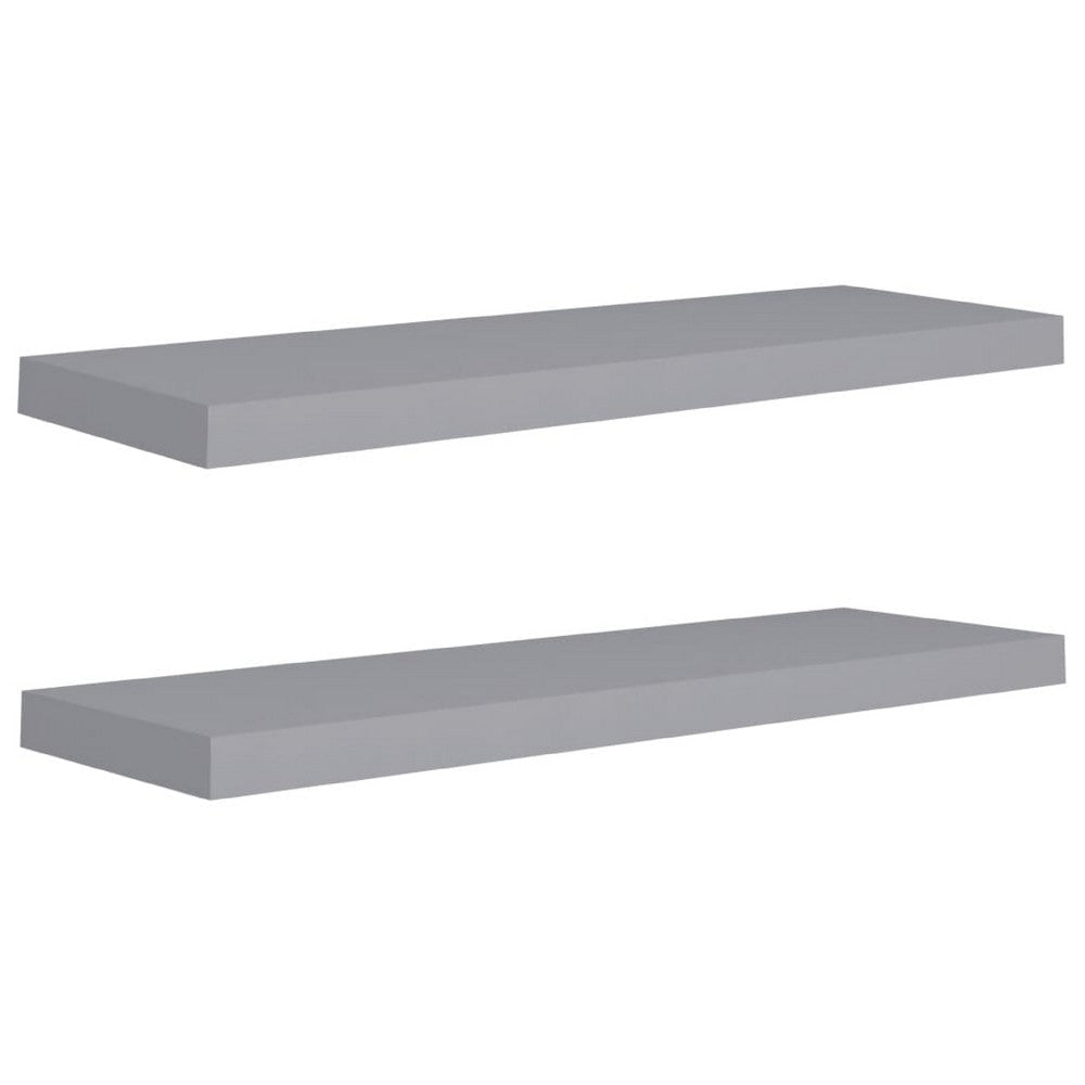Zyno Wall Shelf Set of 2 | Matte Gray MDF Body | Modern Design 32"