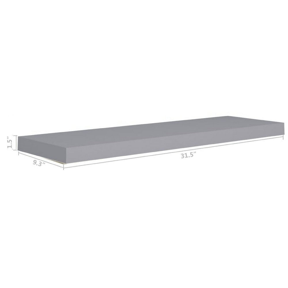 Zyno Wall Shelf Set of 4 | Matte Gray MDF Body | Modern Design 32’’