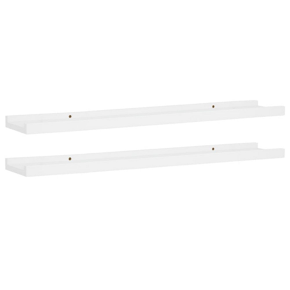 Yuli Wall Shelf Set of 2 | Raised Ledge Design | Classic White 32"