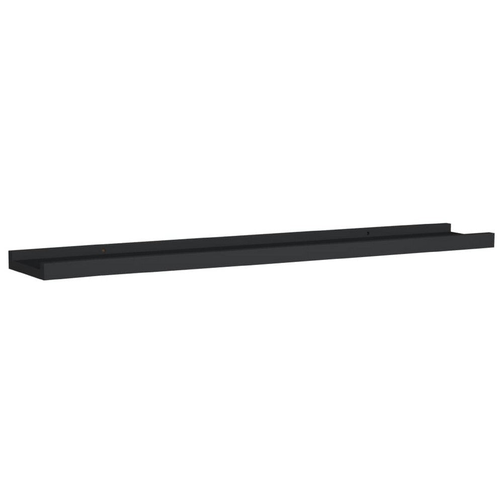 Yuli Wall Shelf Set of 2 | Raised Ledge Design | Classic Black