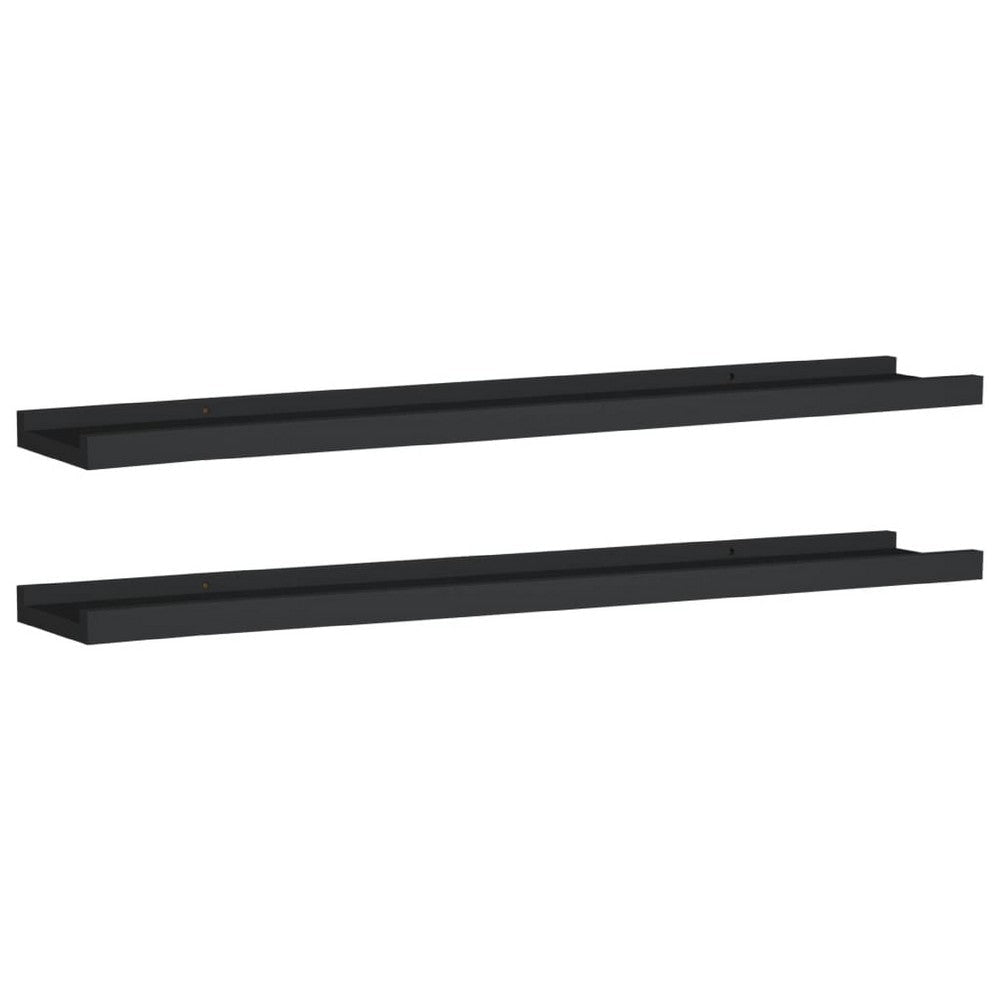 Yuli Wall Shelf Set of 2 | Raised Ledge Design | Classic Black