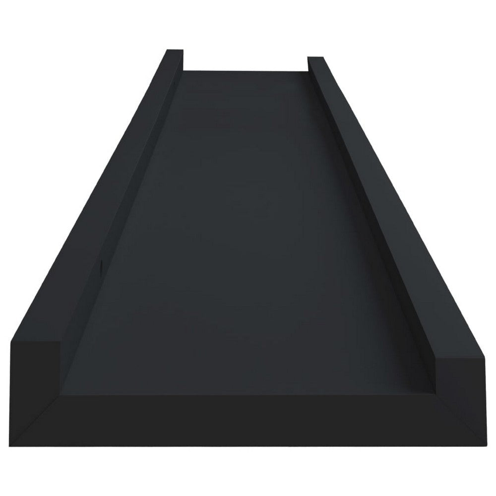 Yuli Wall Shelf Set of 2 | Raised Ledge Design | Classic Black