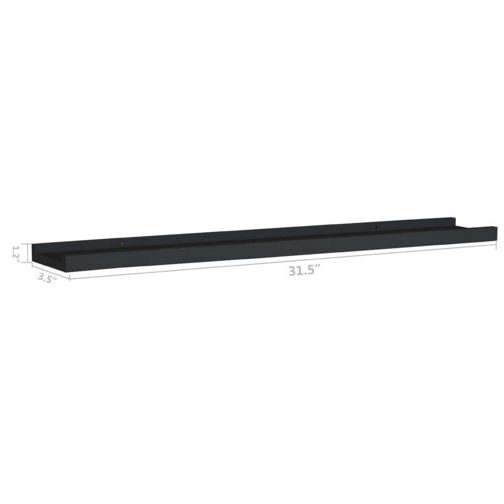 Yuli Wall Shelf Set of 2 | Raised Ledge Design | Classic Black