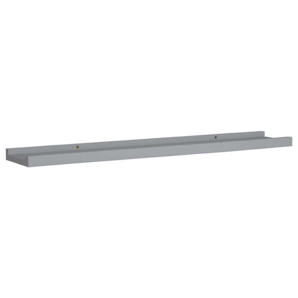 Yuli Wall Shelf Set of 2 | Raised Ledge Design | Classic Gray