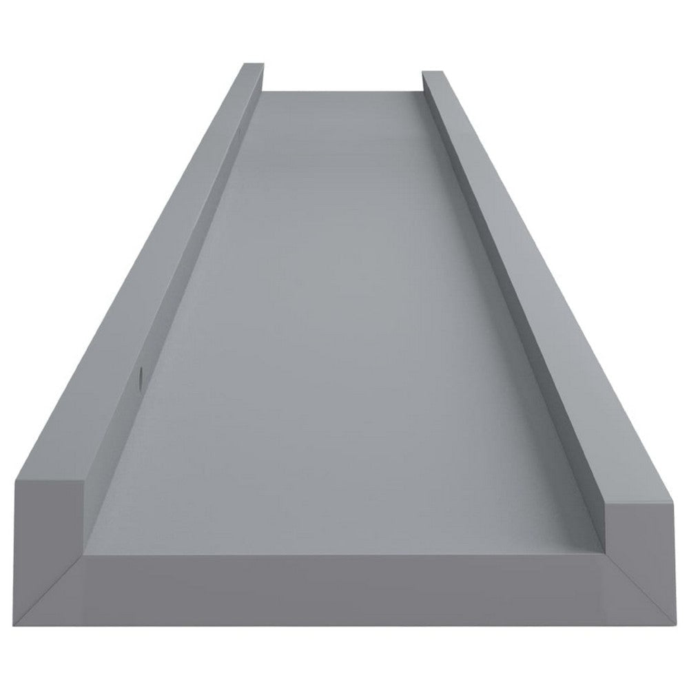 Yuli Wall Shelf Set of 2 | Raised Ledge Design | Classic Gray