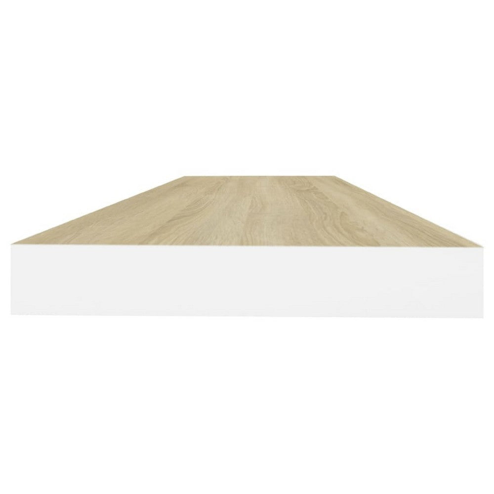 Zyno Wall Shelf | 32’’ | Natural White & Oak Brown Finish BM340433