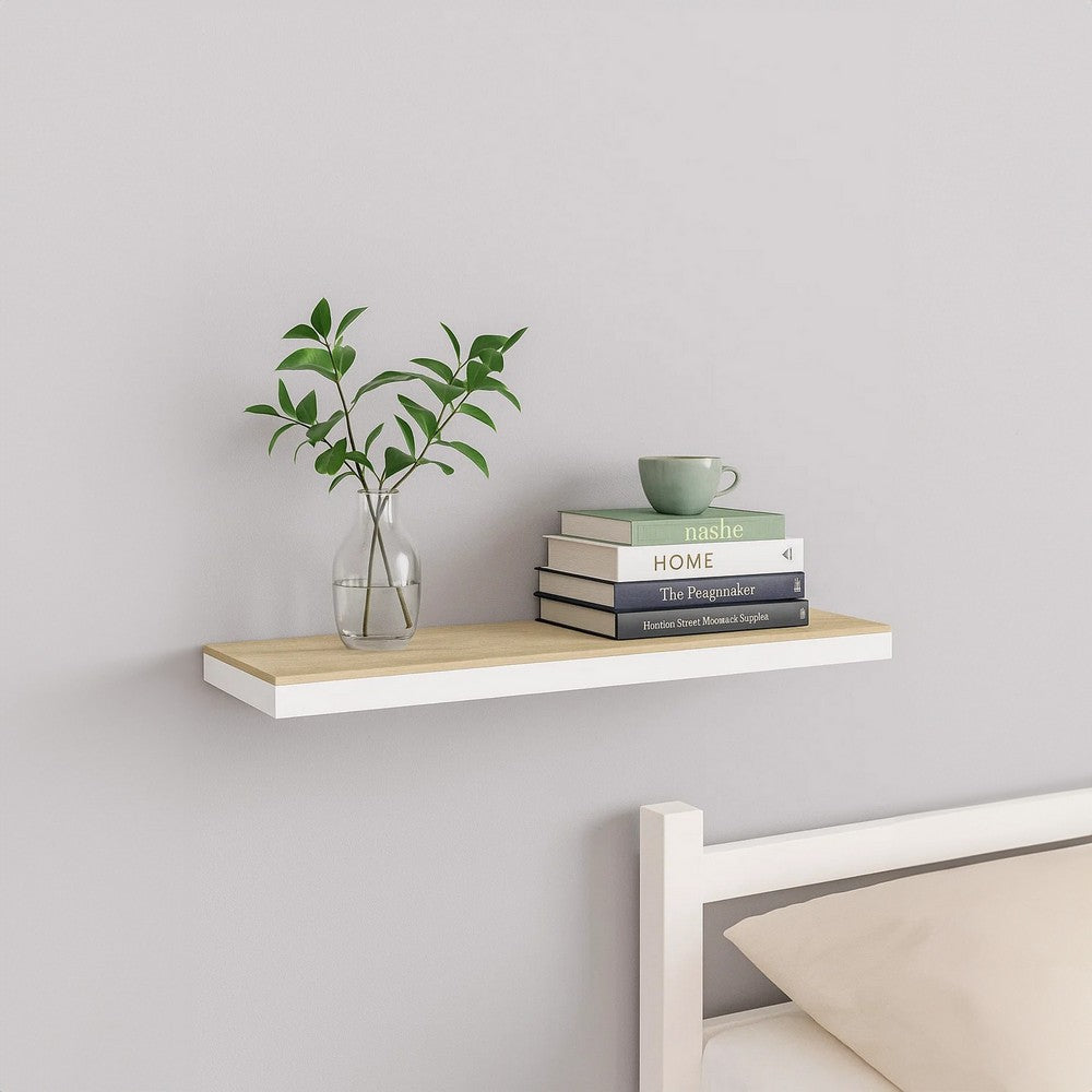 Zyno Wall Shelf | 32" | Natural White & Oak Brown Finish