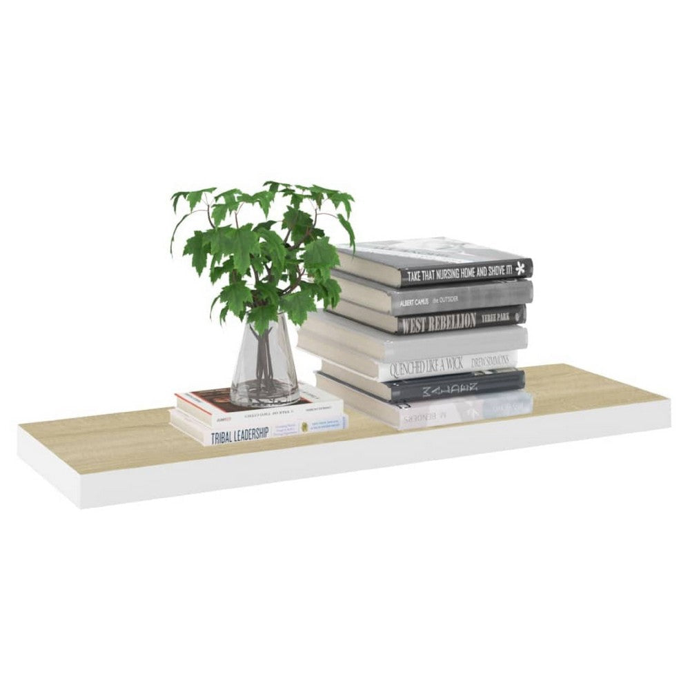 Zyno Wall Shelf Set of 2 | 32’’ Natural White & Oak Brown Finish BM340434