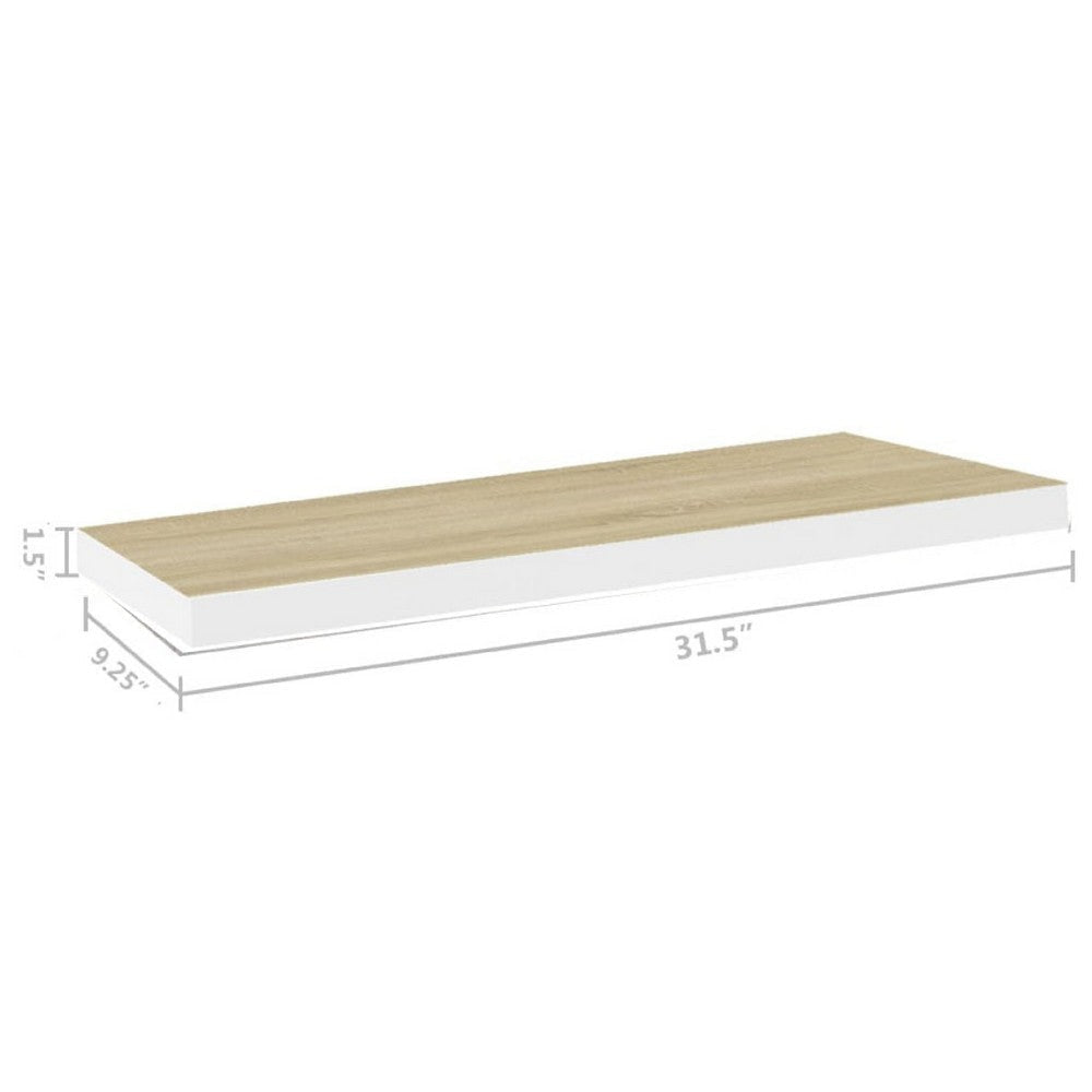Zyno Wall Shelf Set of 2 | 32’’ Natural White & Oak Brown Finish BM340434