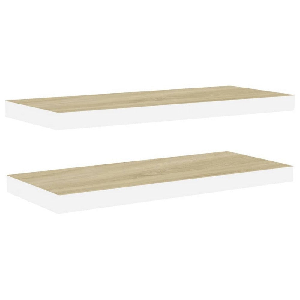 Zyno Wall Shelf Set of 2 | 32’’ Natural White & Oak Brown Finish BM340434