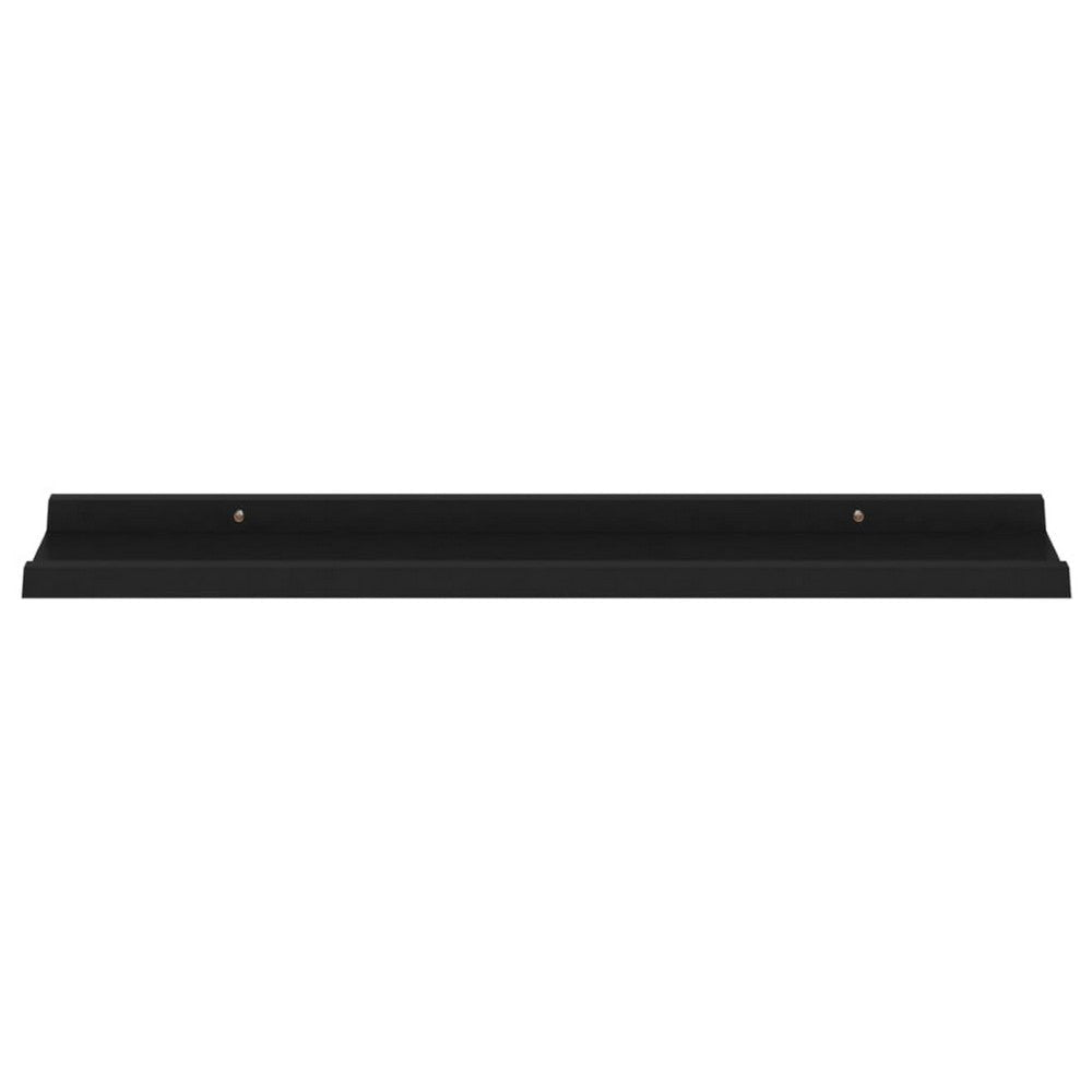 Yuli Wall Shelf Set of 4 | Contemporary Black | Raised Ledge Design 32’’