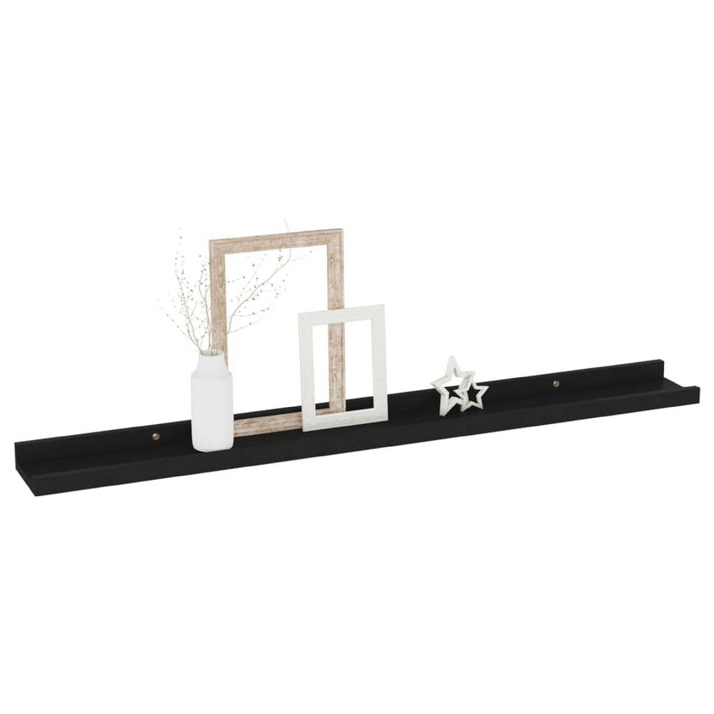 Yuli Wall Shelf Set of 4 | Contemporary Black | Raised Ledge Design 32’’