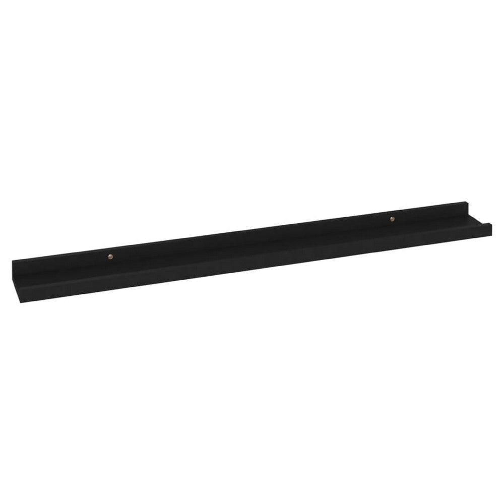 Yuli Wall Shelf Set of 4 | Contemporary Black | Raised Ledge Design 32’’