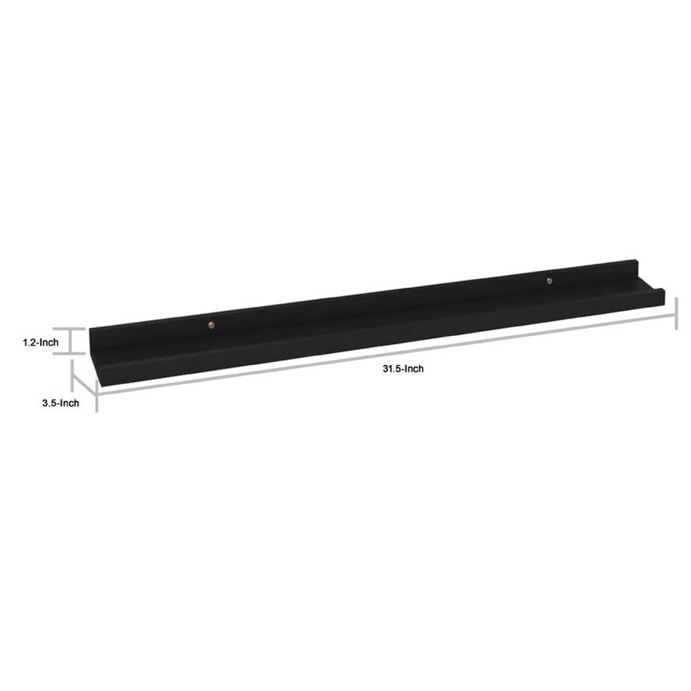 Yuli Wall Shelf Set of 4 | Contemporary Black | Raised Ledge Design 32’’