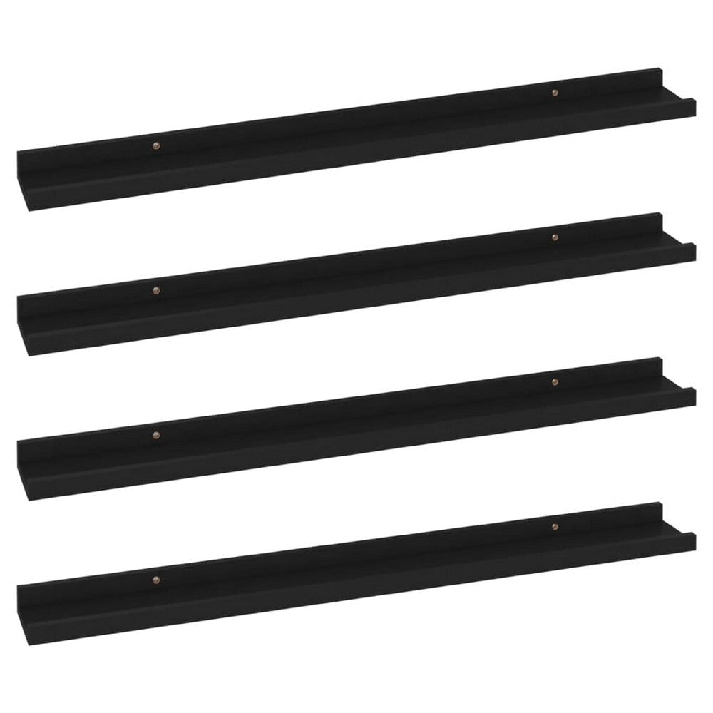 Yuli Wall Shelf Set of 4 | Contemporary Black | Raised Ledge Design 32’’