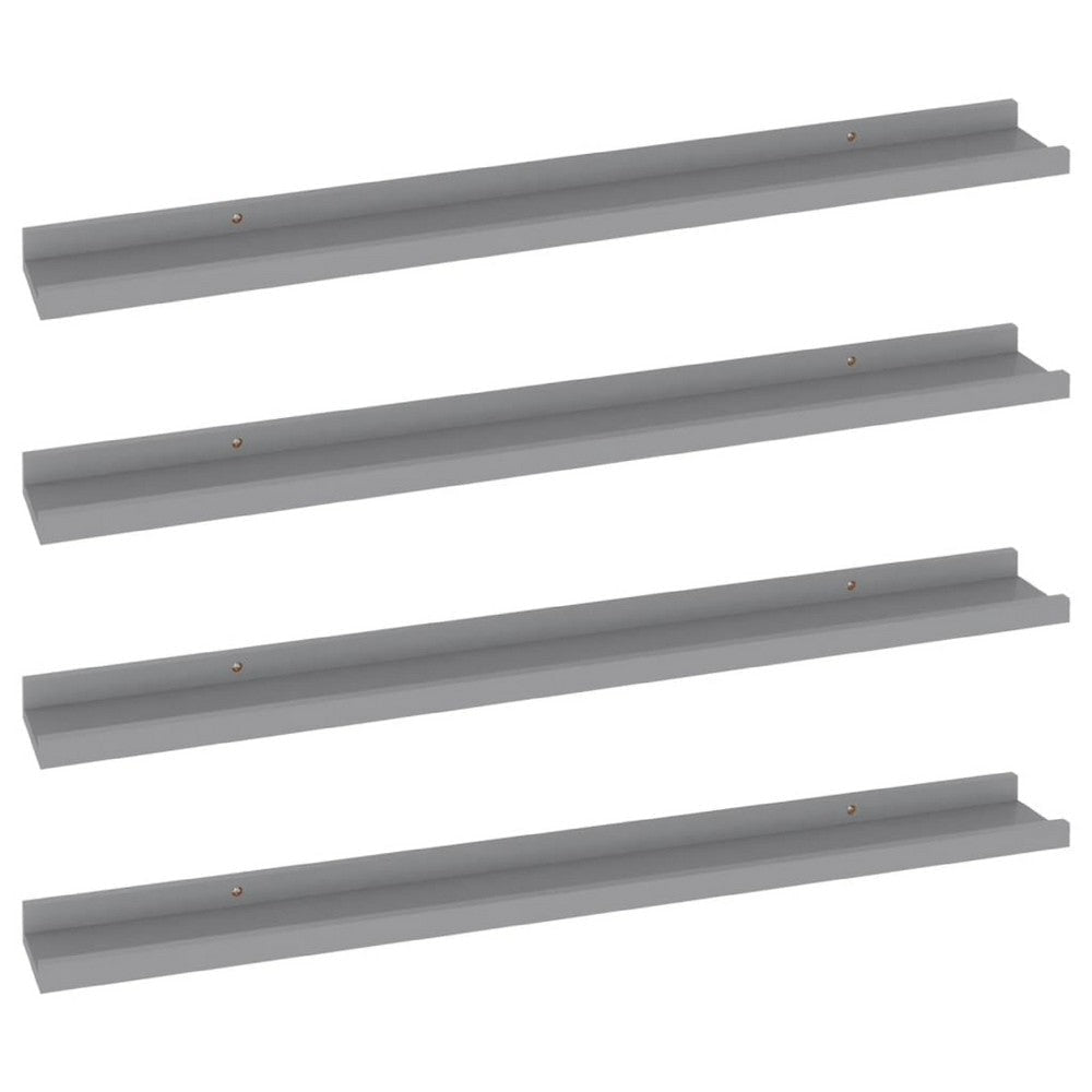Yuli Wall Shelf Set of 4 | Contemporary Gray | Raised Ledge Design 32’’