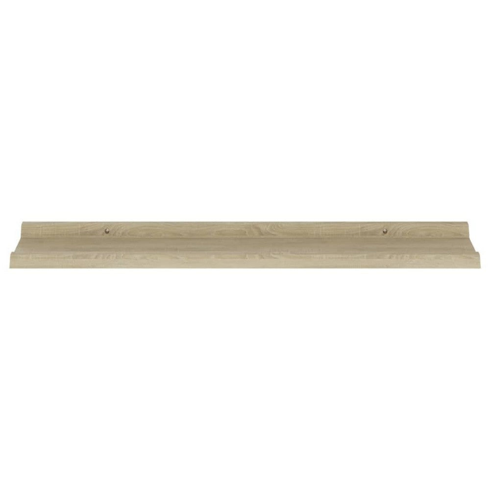 Yuli Wall Shelf Set of 4 | Farmhouse Brown | Raised Ledge Design 32’’