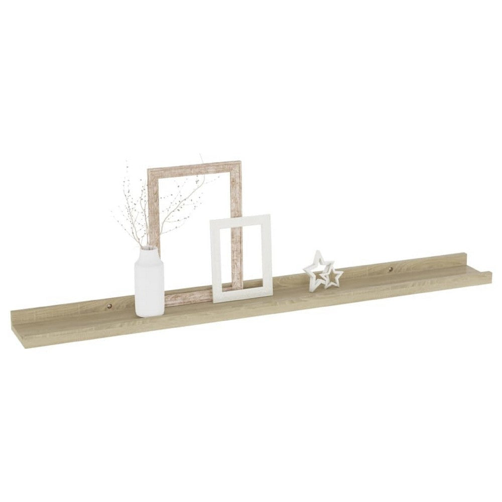 Yuli Wall Shelf Set of 4 | Farmhouse Brown | Raised Ledge Design 32’’