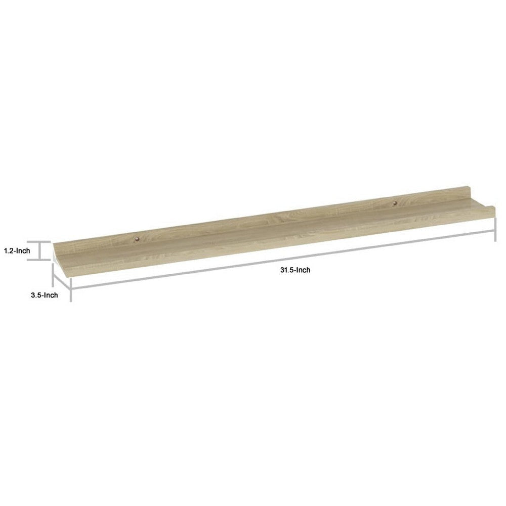 Yuli Wall Shelf Set of 4 | Farmhouse Brown | Raised Ledge Design 32’’