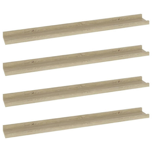 Yuli Wall Shelf Set of 4 | Farmhouse Brown | Raised Ledge Design 32"