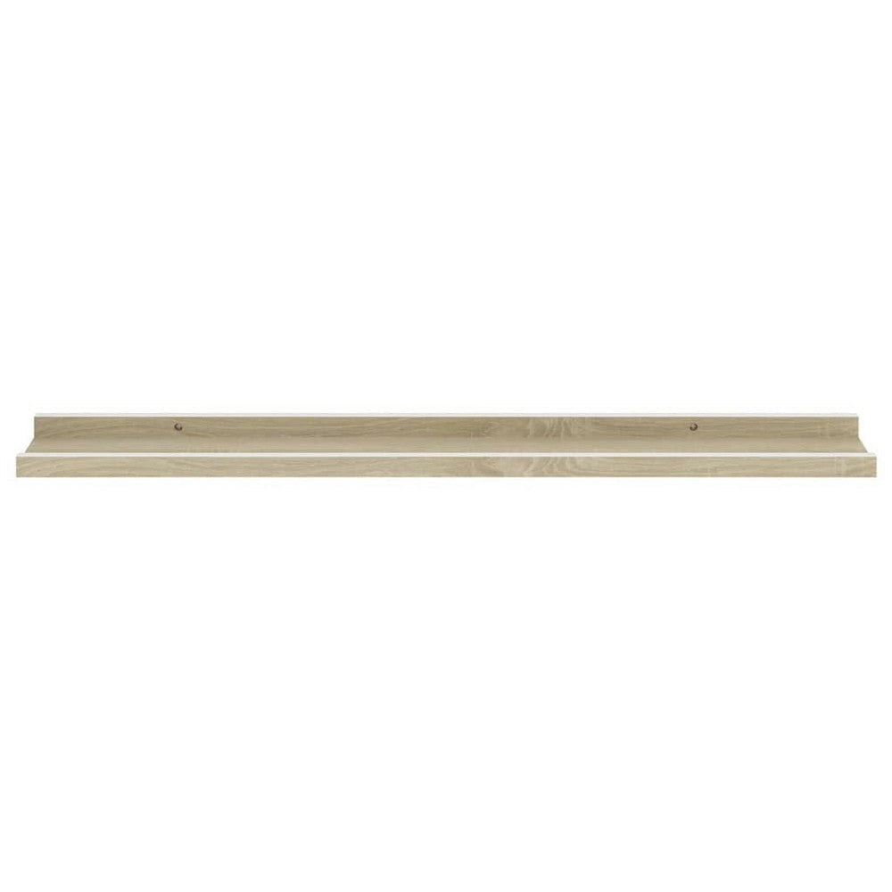Yuli Wall Shelf Set of 2 | Farmhouse Brown & White | Raised Ledge Design 32’’ BM340442
