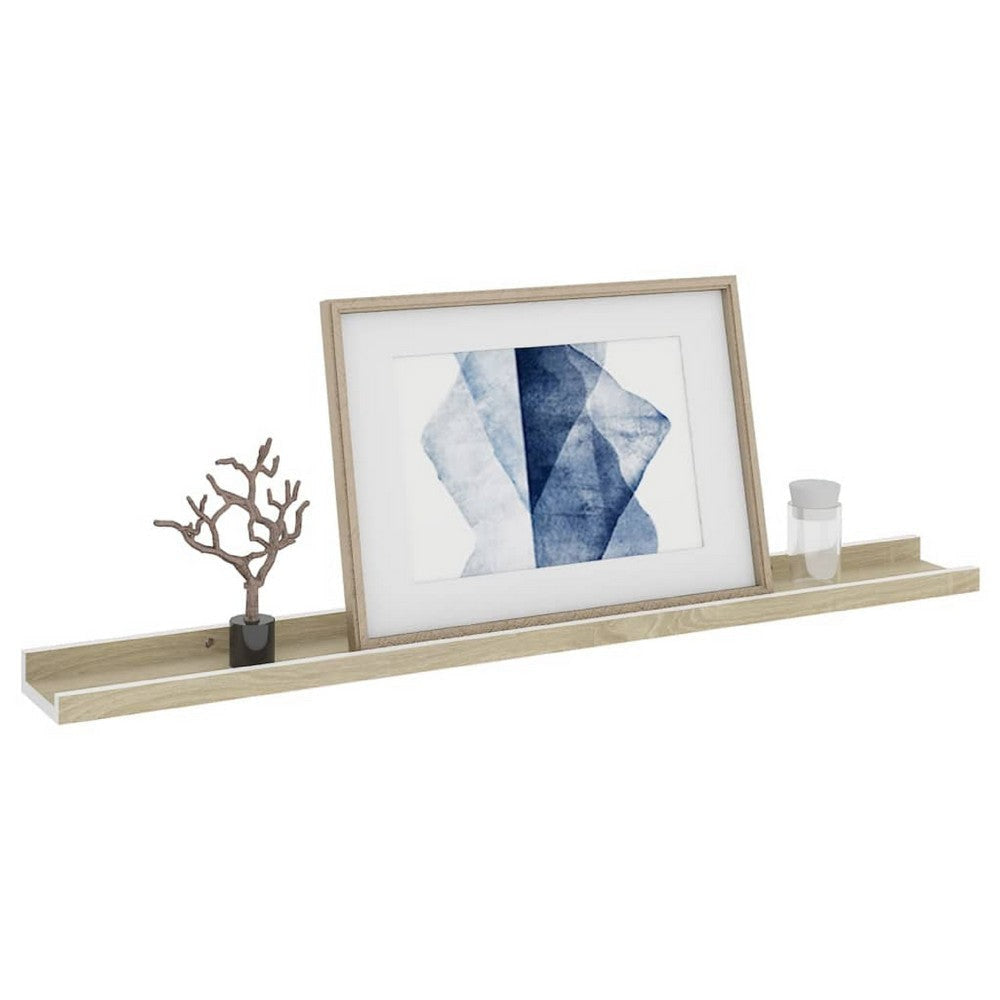 Yuli Wall Shelf Set of 2 | Farmhouse Brown & White | Raised Ledge Design 32’’ BM340442