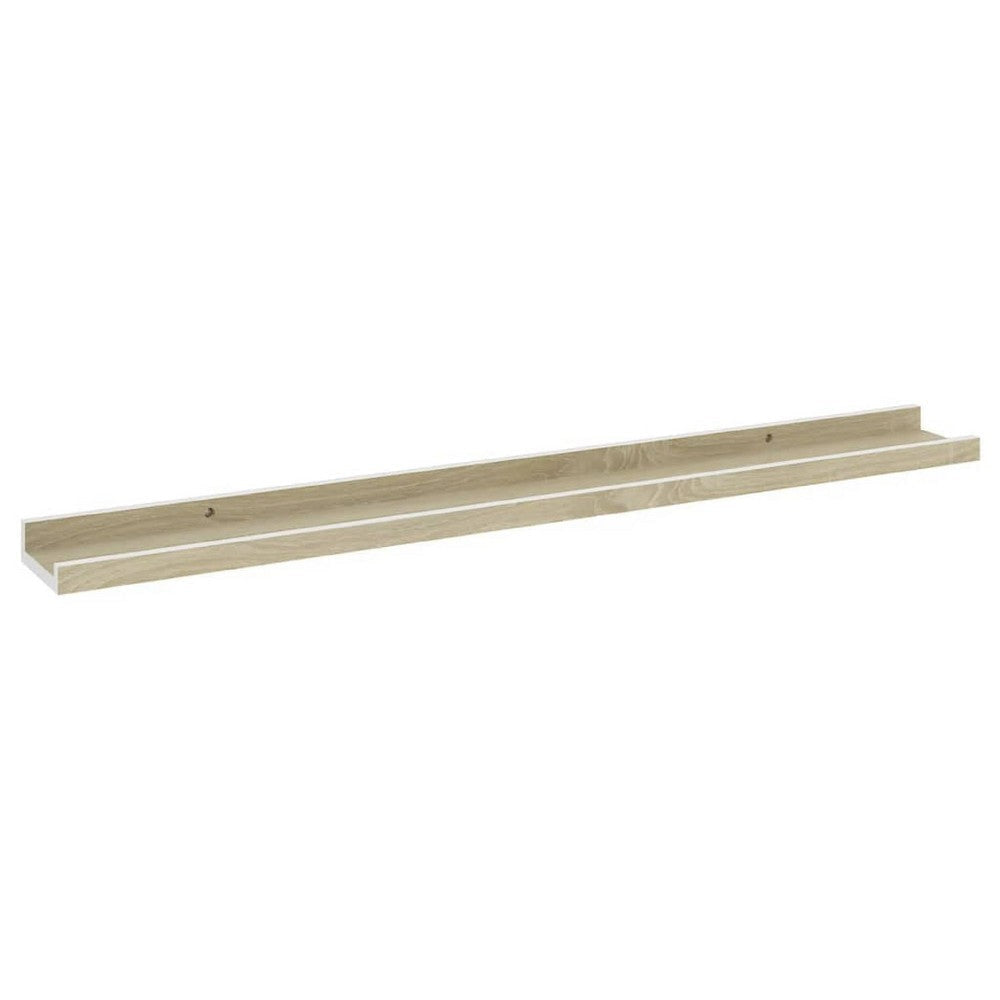 Yuli Wall Shelf Set of 2 | Farmhouse Brown & White | Raised Ledge Design 32’’ BM340442